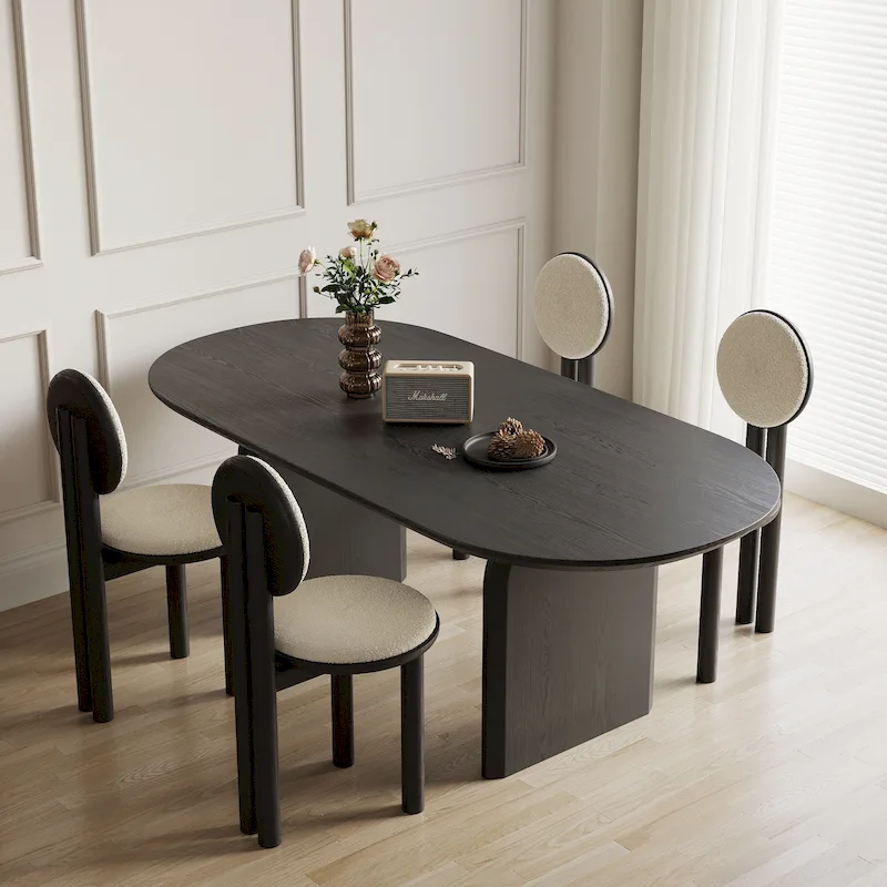 71 Modern Oval Dining Table, Solid Wood Kitchen Table for 6 people - 70.8 X 35.4