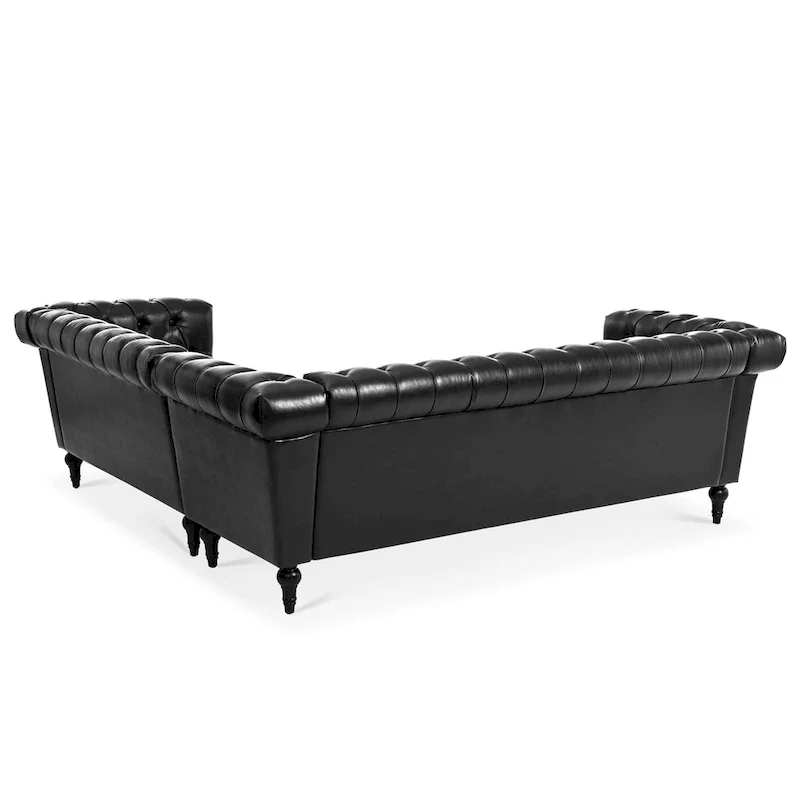 L-Shaped Sectional Sofa with PU Leather Upholstery