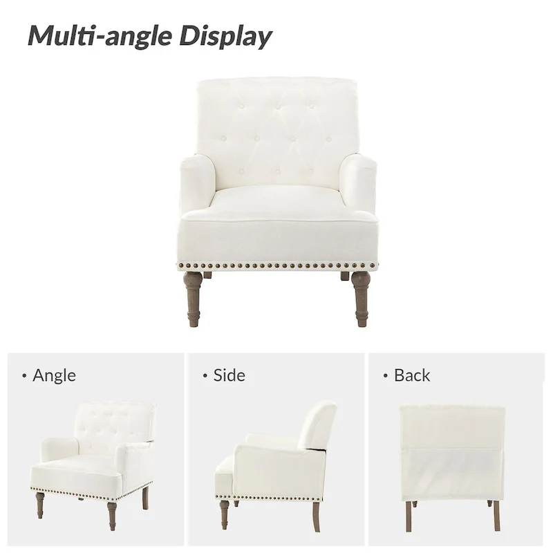 Geltrude Traditional Upholstered Accent Chair with Button Tufted Back Set of 2 by HULALA HOME