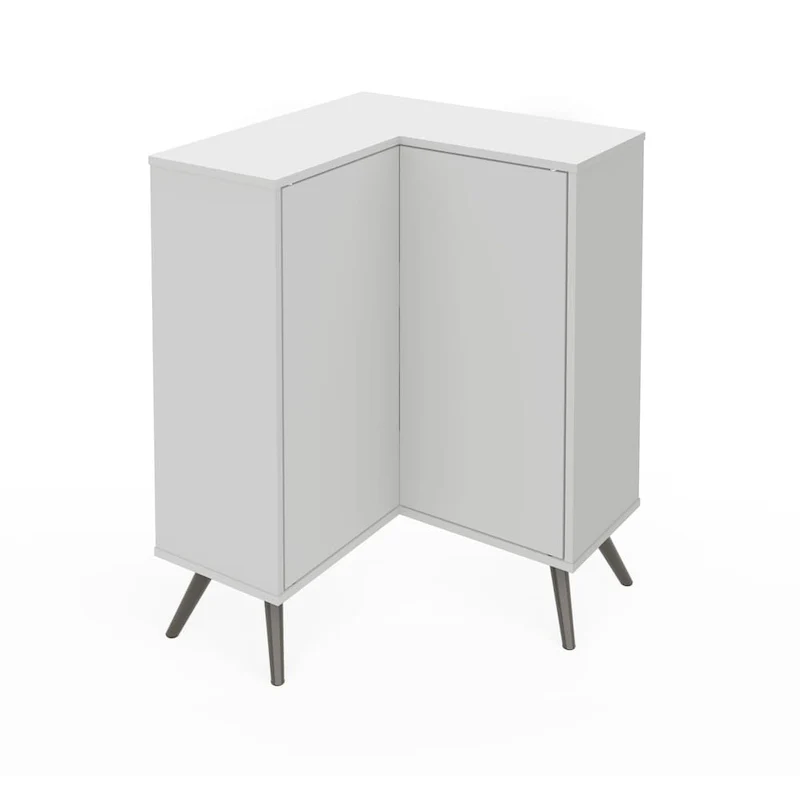 White / Deep Grey & White Corner Storage Unit with Adjustable Shelves