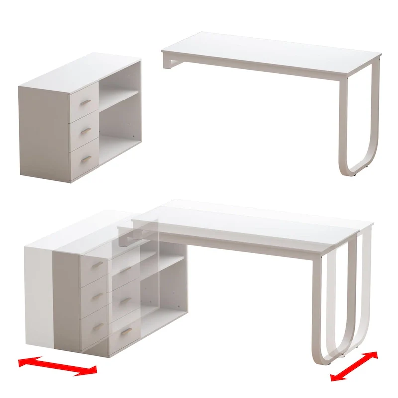 L-Shape Executive Desk - Brown Wood Finish - Single User