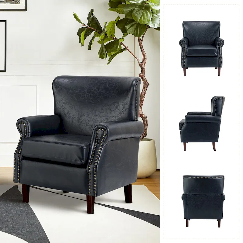 Levi Vegan Transitional Armchair with Rolled Arms Set of 2
