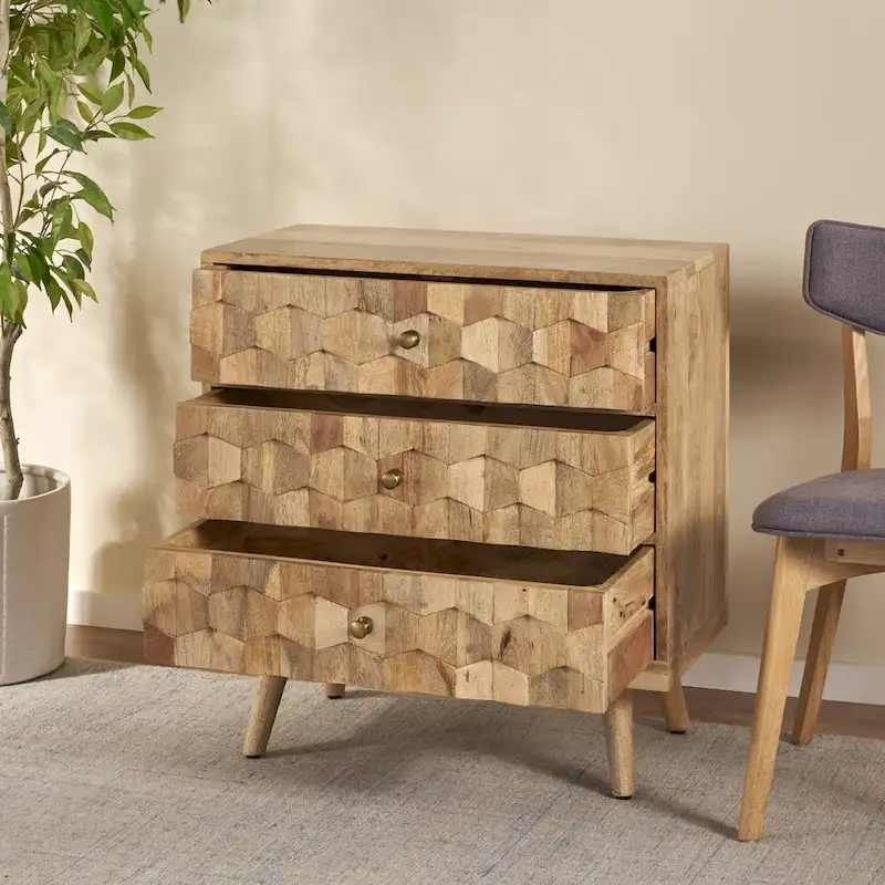 Latona Mid-Century Modern Handcrafted Mango Wood 3 Drawer Chest by Christopher Knight Home