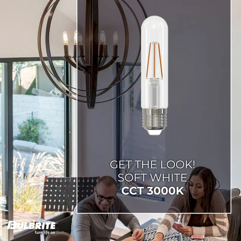 Bulbrite Pack of (2) Dimmable Clear Filament T9 Medium (E26) LED Bulb