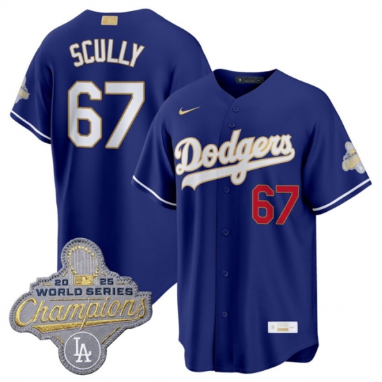 Los Angeles Dodgers 67 Vin Scully Royal 2026 Alternate Gold Collection Stadium Stitched Baseball Jersey