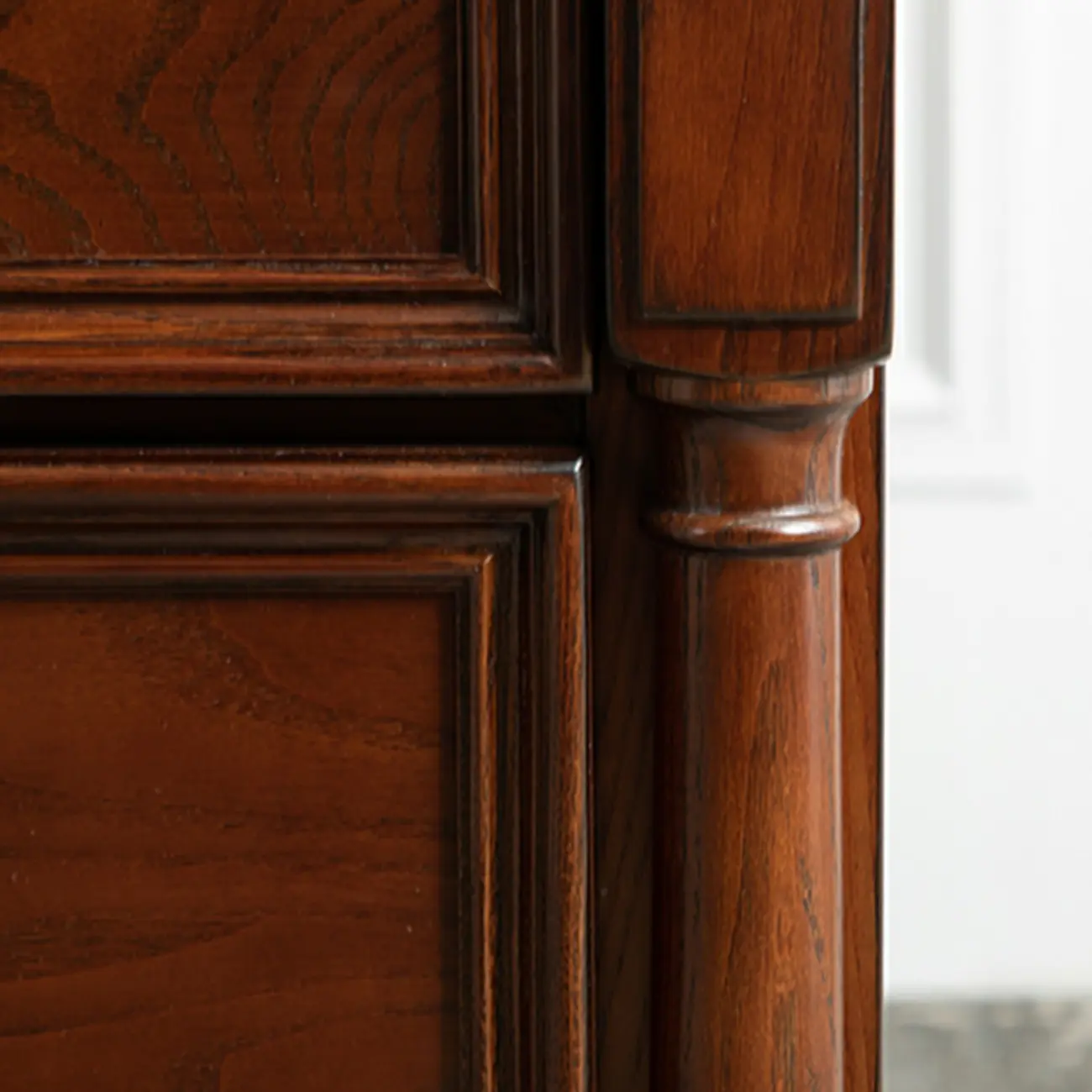 Traditional Ash Wood Nut-Brown 3-Drawer Bedroom Nightstand