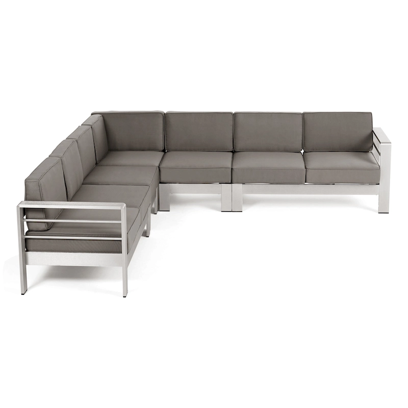 Cape Coral Outdoor 7-seat Aluminum Sectional Sofa Set by Christopher Knight Home