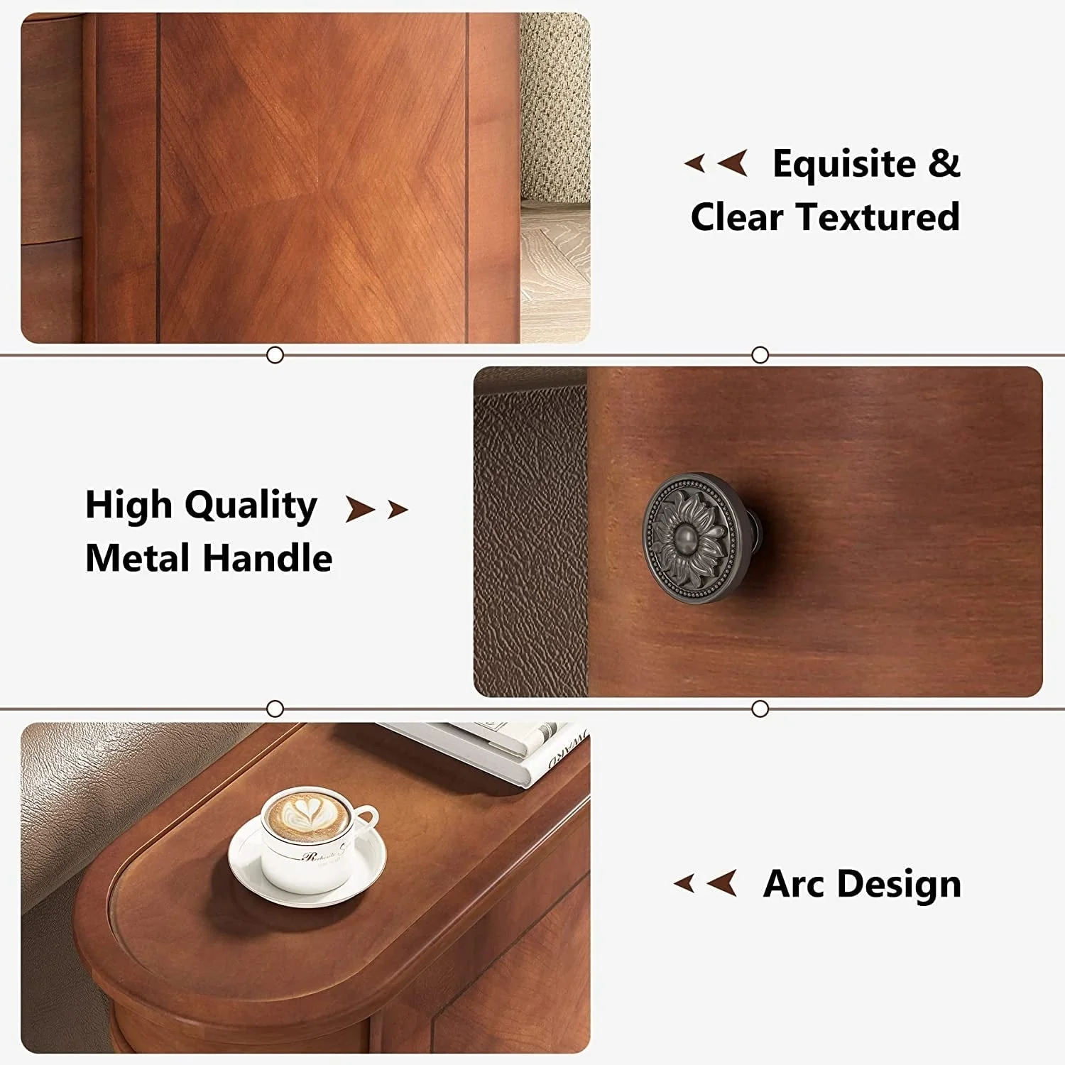 Solid Wood Chairside End Table, Two-Drawer Narrow Side Table Slim