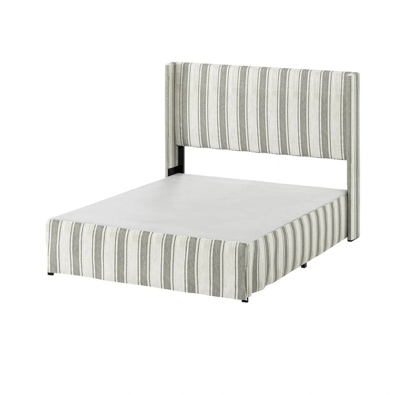 Louise Traditional Washable Slipcover Bed Upholstered Metal by HULALA HOME