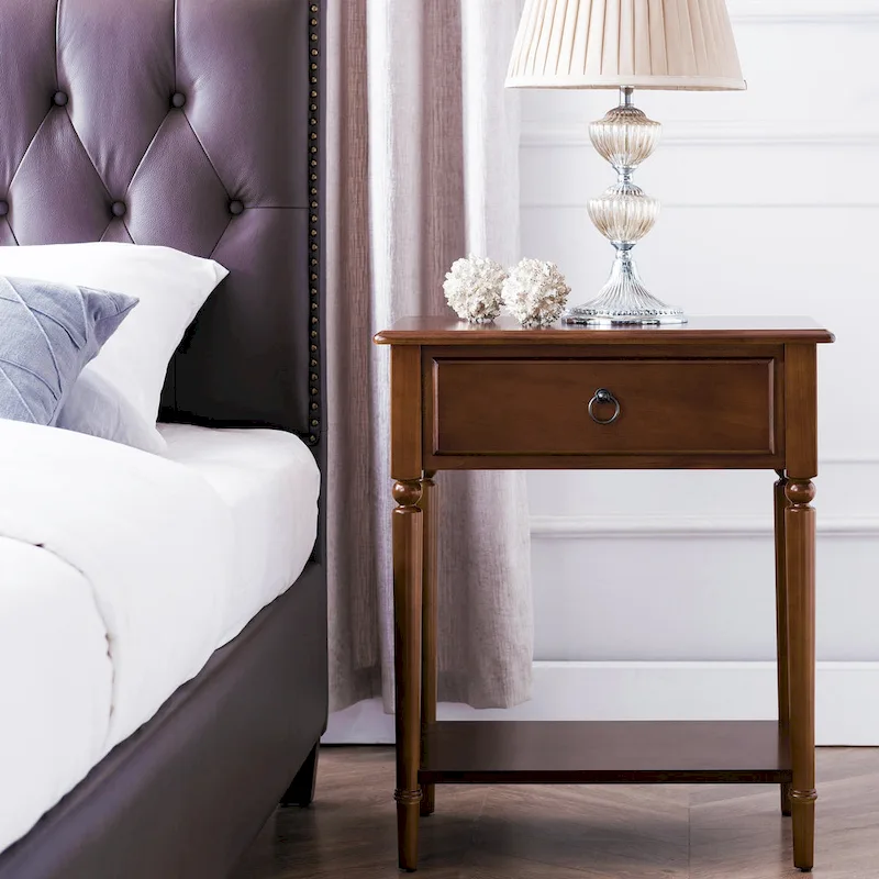 1-Drawer Nightstand, Black / White / Brown / Grey / Navy, Coastal Style, For 1 Person