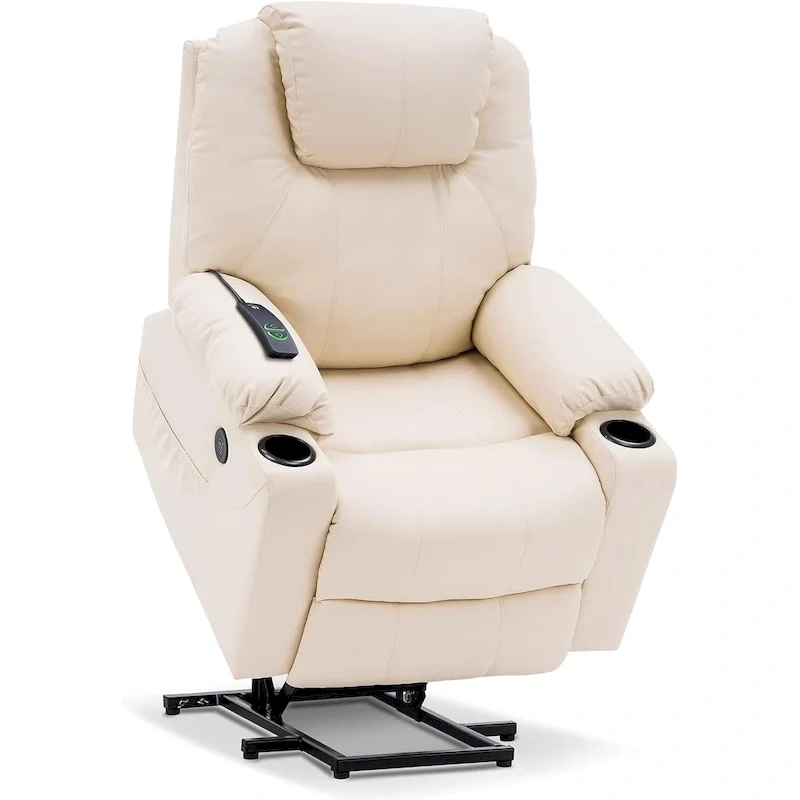 Electric Power Lift Recliner Chair Sofa with Massage and Heat, 3 Positions, USB Ports, Faux Leather