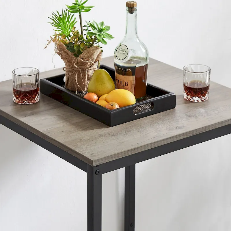 Industrial Bar Table with 2 Stools - Rustic Brown/Grey