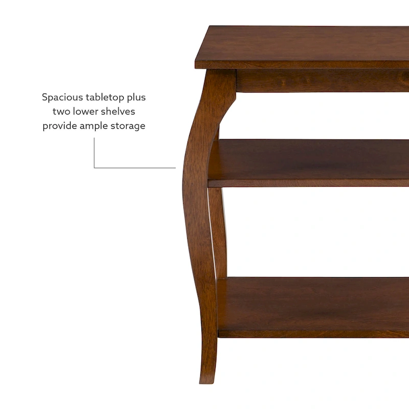 Ingrid Wood Farmhouse Side Table with 2 Shelves