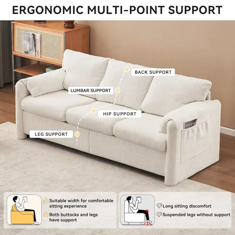 3-Seater Sofa 77 Chenille Couch - Plush Triple Seater Sofa with High-Density Foam Cushions, Deep Seat Living Room Couch