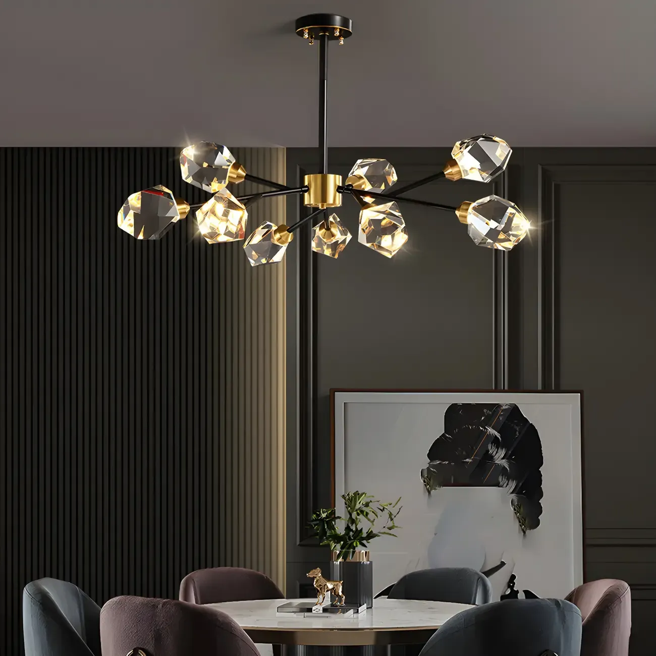 Modern Gold Sputnik Chandelier Crystal Shade