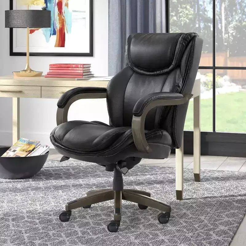 Dearden Big & Tall Executive Chair Bonded Leather Black - La-Z-Boy: Ergonomic, Adjustable, Comfort Core
