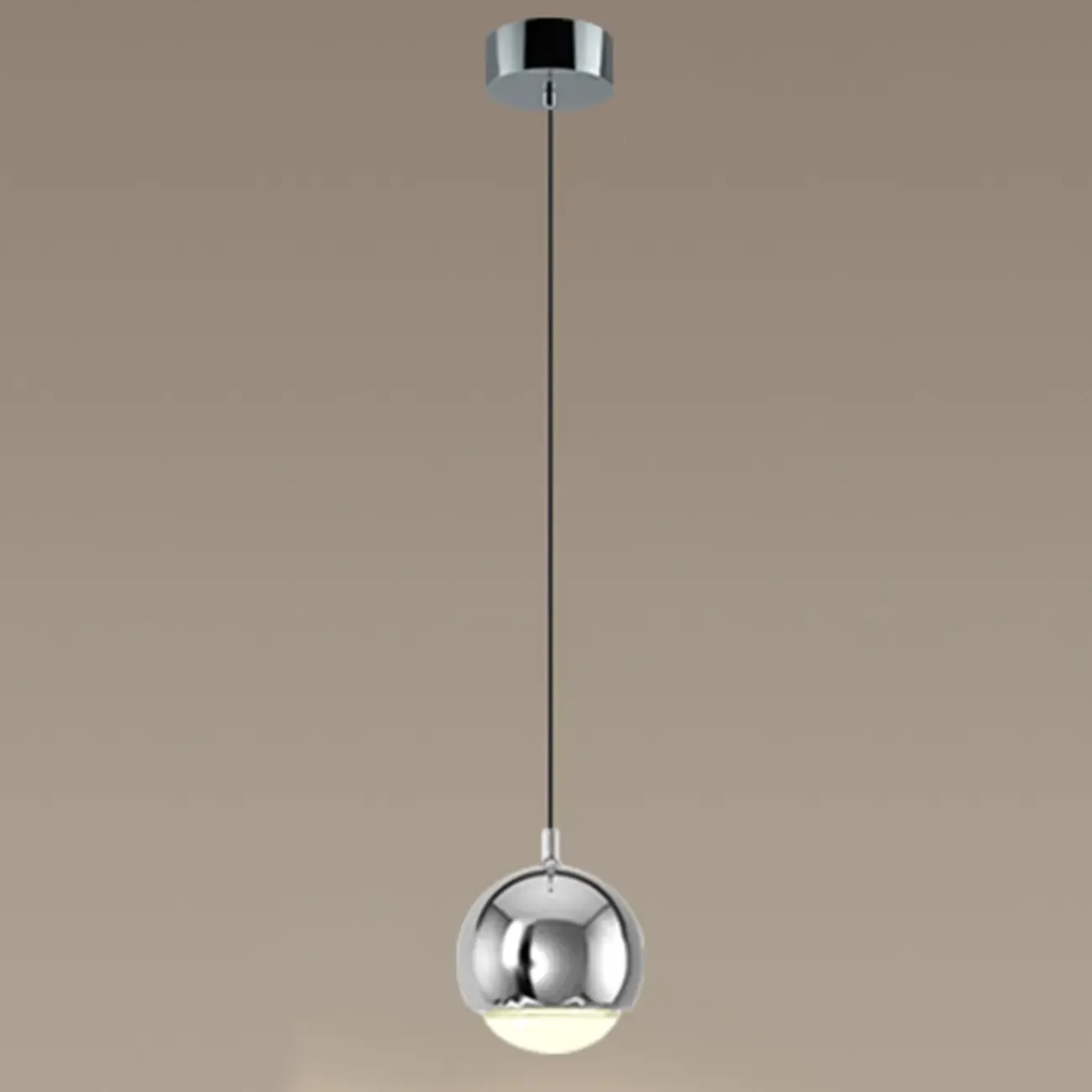 Modern Chrome Metal Globe Pendant Light Warm LED