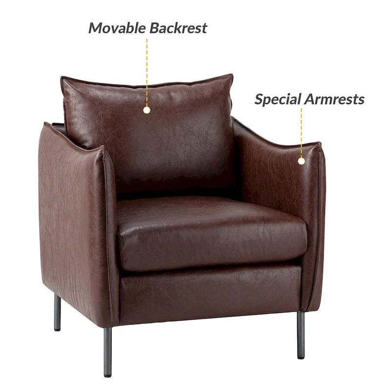 Jaime Modern Vegan Leather Accent Chair with removable Cushion by HULALA HOME