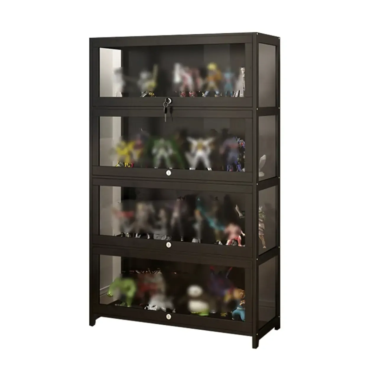 Living Room Modern Black Glass Figurine Display Cabinet