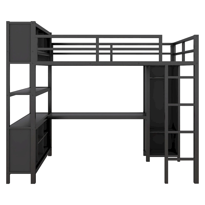 Full Metal Loft Bed with Wardrobe & Desk