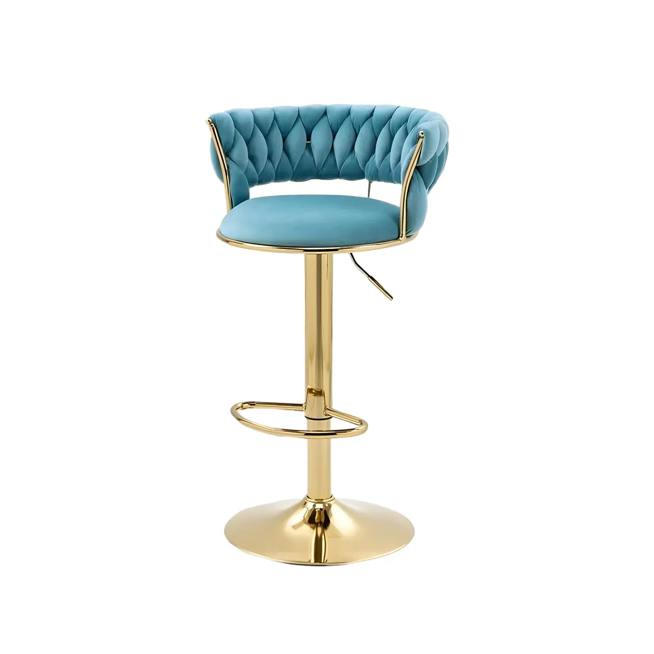 Gold Base Low Back Adjustable Swivel Bar Stool