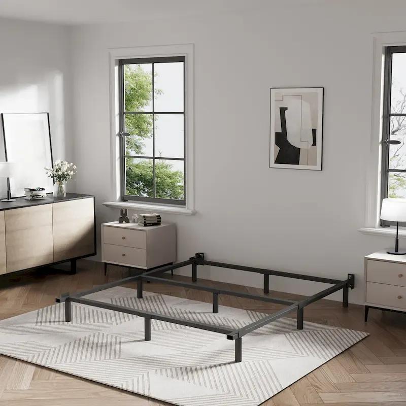 Black Metal Bed Frame, Modern Style, Twin–Cal King, 1–2 Person