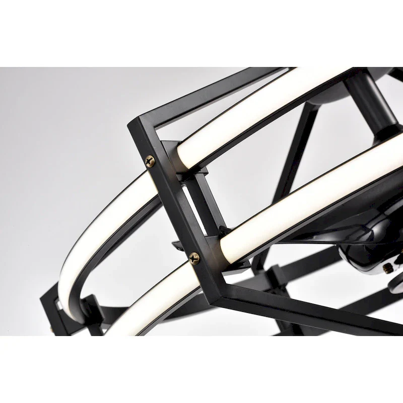 Hamza Matte Black 28-Inch Reversible 3-Blade LED Fandelier Ceiling Fan with Remote