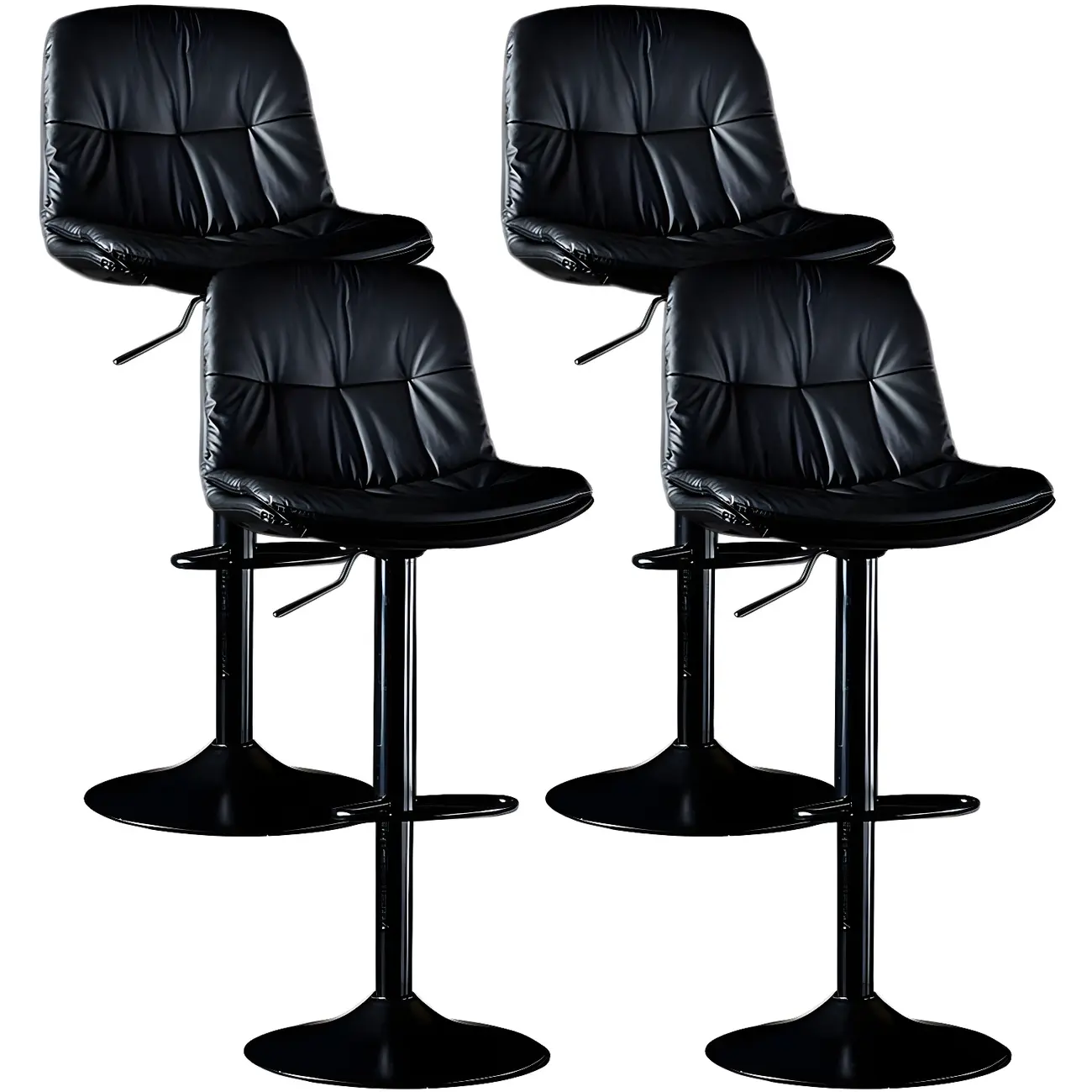 Adjustable Leather Low Back Swivel Bar Stool