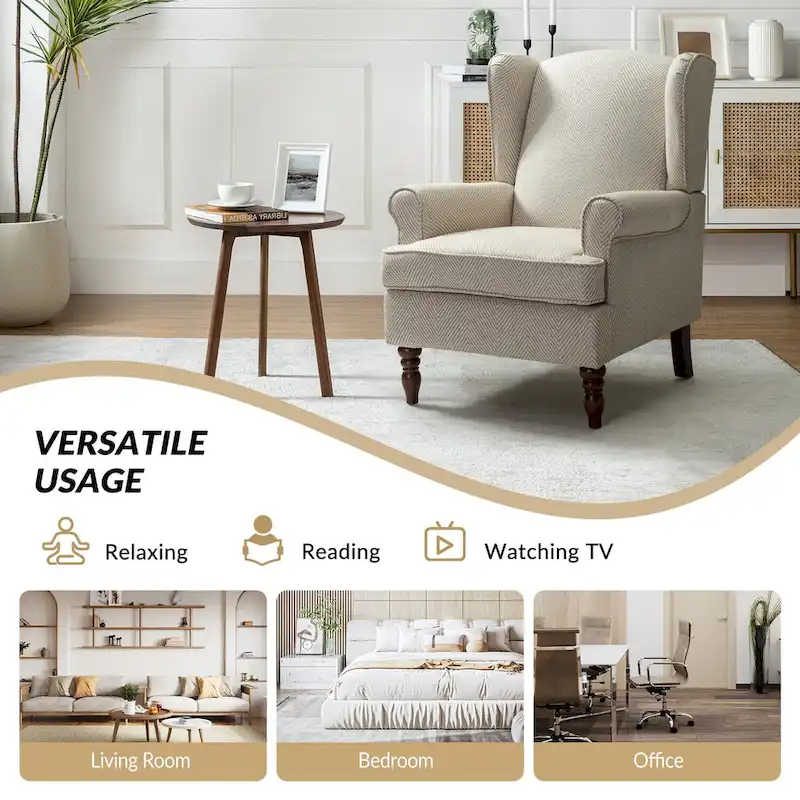 Epimethis Traditional Fabric Accent Armchair with Turned Legs Set of 2 by HULALA HOME