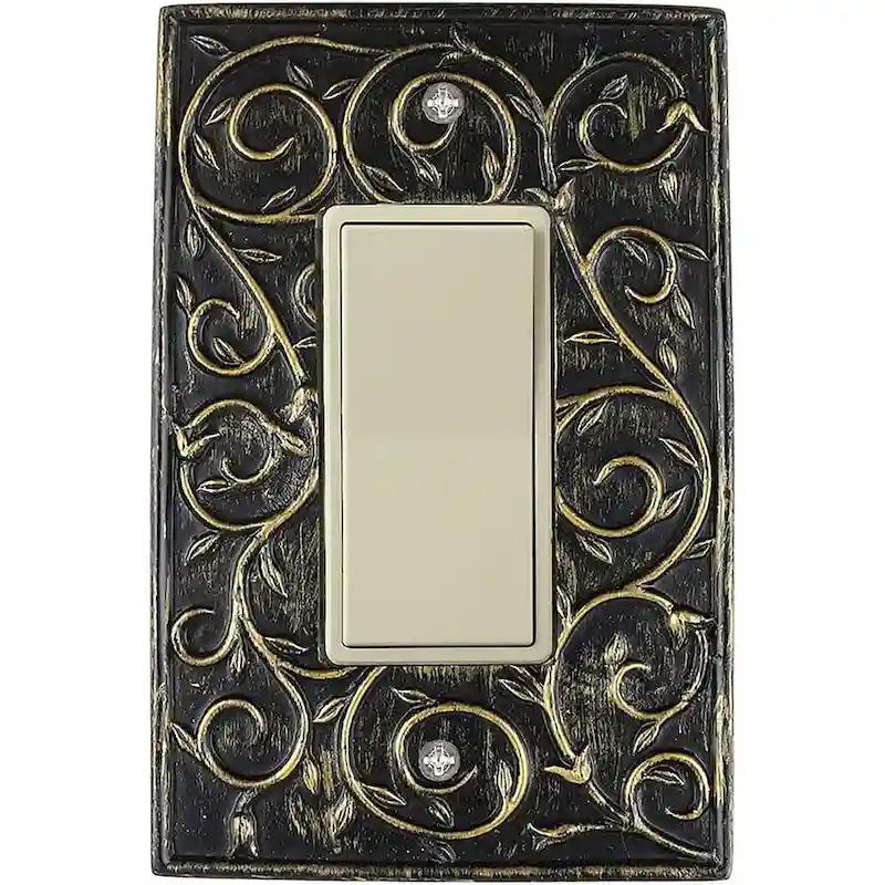 Meriville French Scroll 1 Rocker Wallplate, Single Switch Electrical Cover Plate