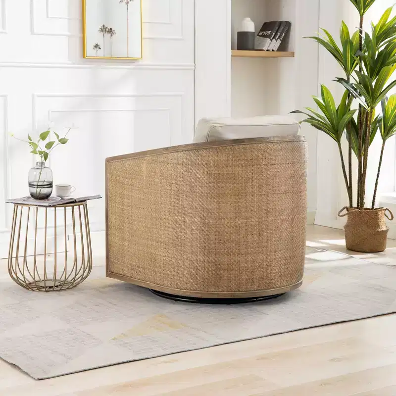 Swivel Barrel Club Chair, Comfortable Round Accent Sofa Chair for Living Room, 360 Degree Swivel Feature