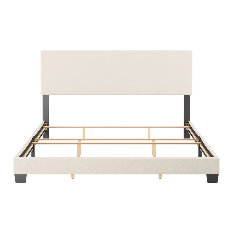 Nova Upholstered Modern Boucle Bed, Box Spring Required