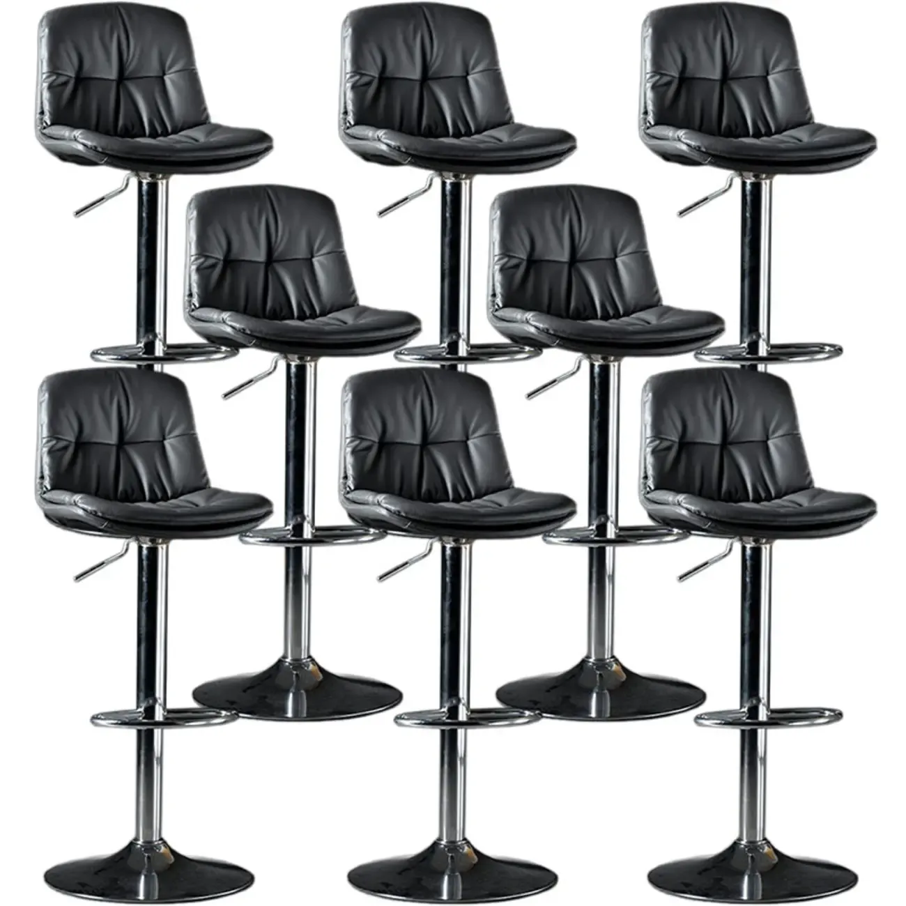 Adjustable Leather Low Back Swivel Bar Stool