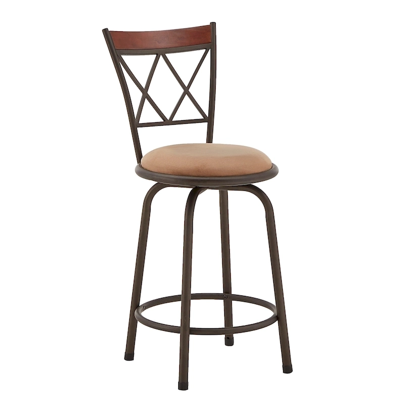 Verona Adjustable Bronze Finish X-Back Metal and Wood Trim 3pc Pack Stools by iNSPIRE Q Classic