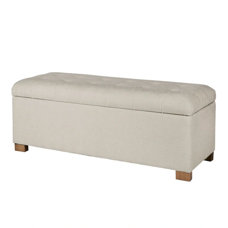 Camero Beige Tufted Storage Bench