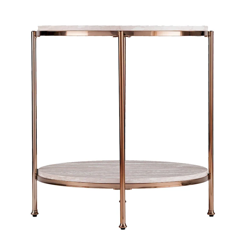Round Faux Marble Side Table