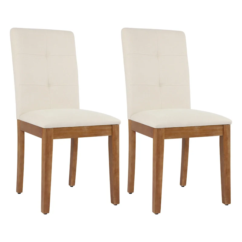Upholstered Dining Chairs with Tufted High Back and Brushed Legs Set of 2