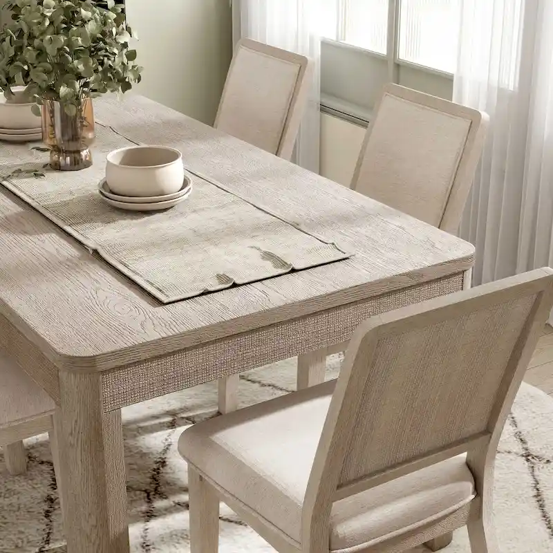 Furniture of America Billet Modern 7-Piece Natural Oak Wood Dining Set