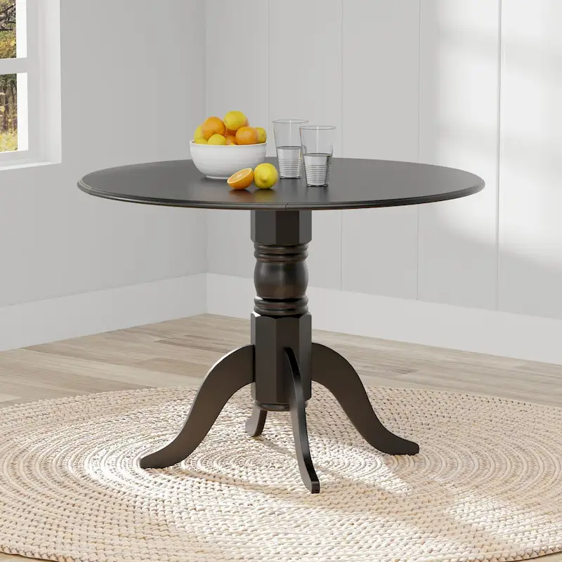 5-Piece Dining Set, 42 Round Drop-Leaf Table and Slat Back Chairs
