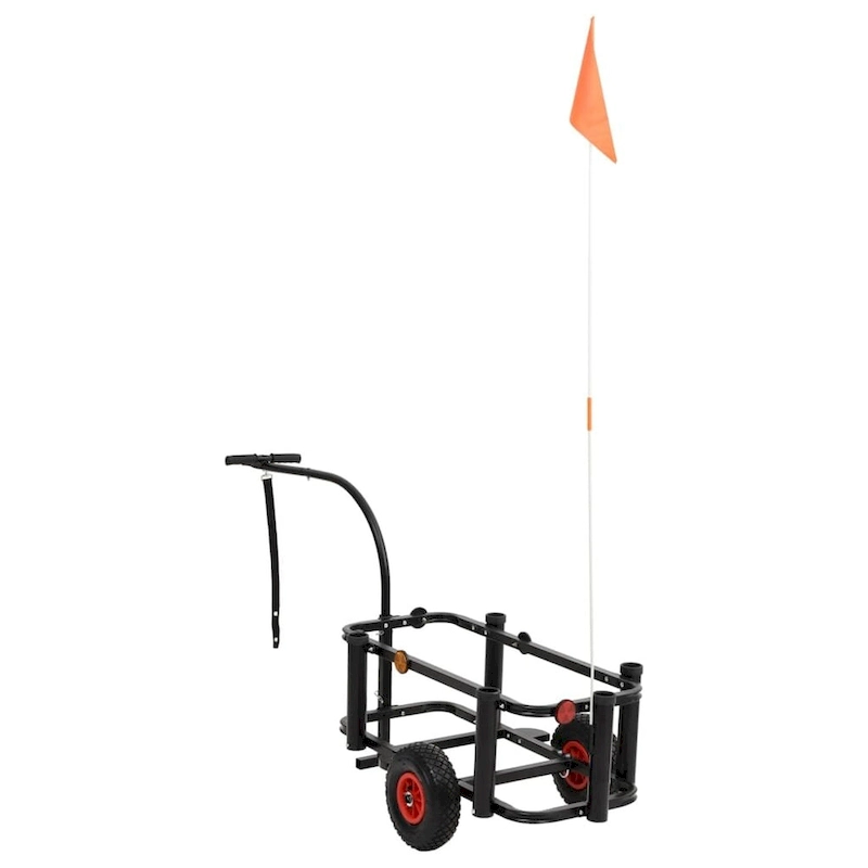 vidaXL Fishing Trolley Black Steel - 34.3 x 14.6 x 32.3