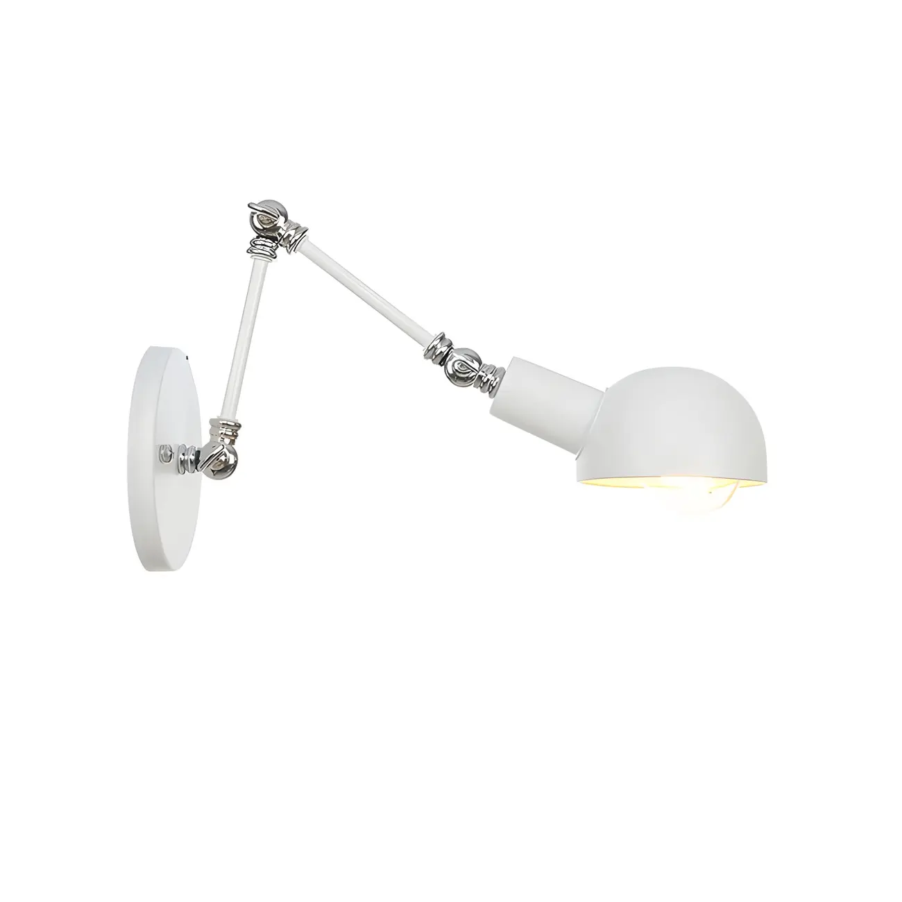 Gold and White Dome Swing Arm Wall Light