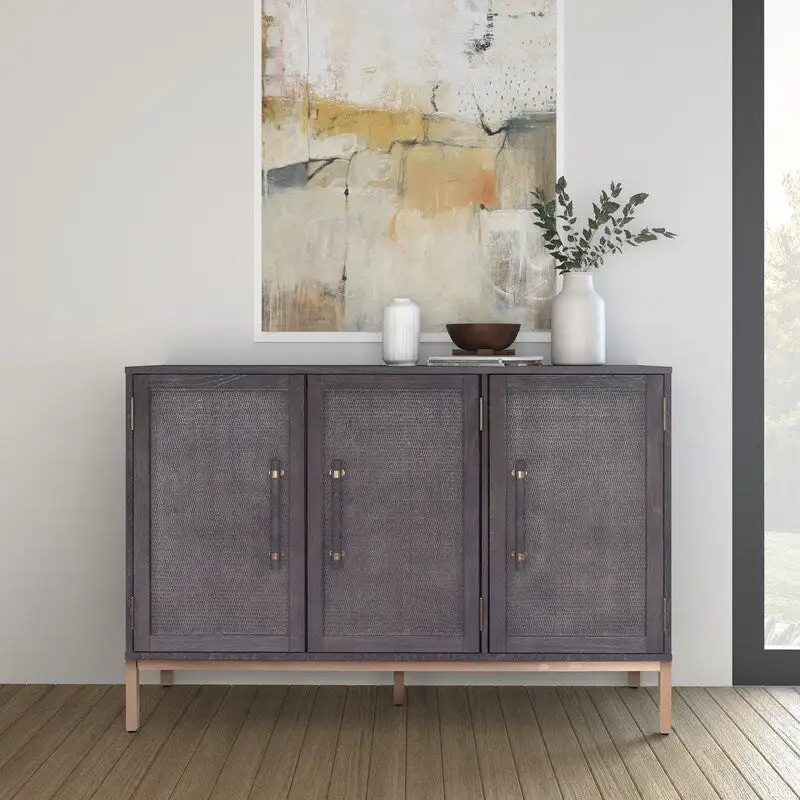 Sophia Antique Black 3 Door Cabinet