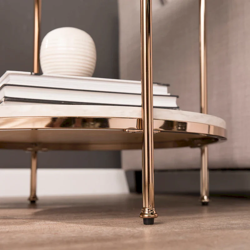Round Faux Marble Side Table