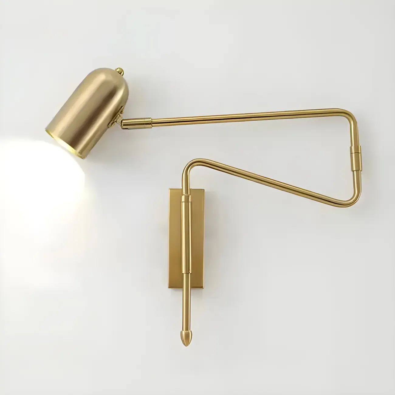 Modern Brass Black Adjustable Swing Arm Wall Light
