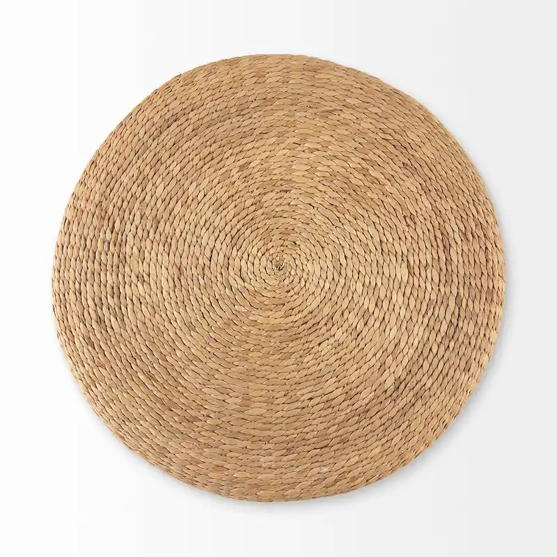 Mercana  Maya  Brown Striped Seagrass Round Coffee Table Pouf
