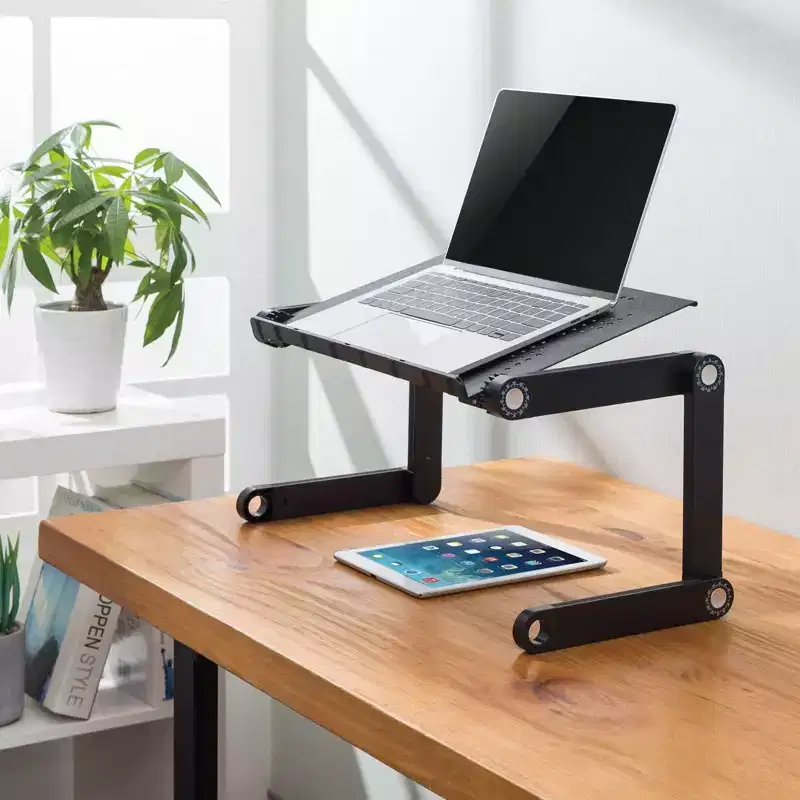 Mount-It! Adjustable Laptop Stand | Portable Standing Desk | Large Size Aluminum Bed Lap Tray Lightweight and Multi-Functional For Work, School & Home