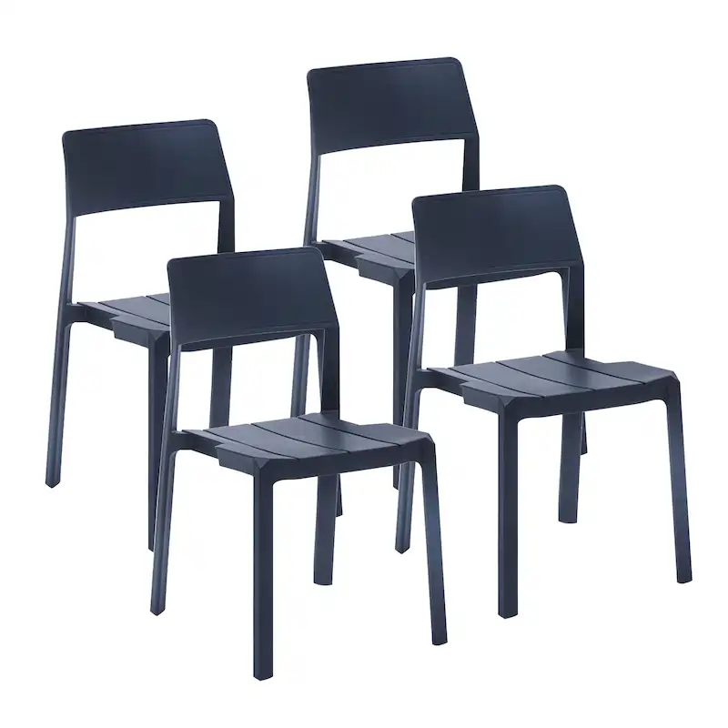 Black / White / Grey Stackable Plastic Dining Chair, Set of 4