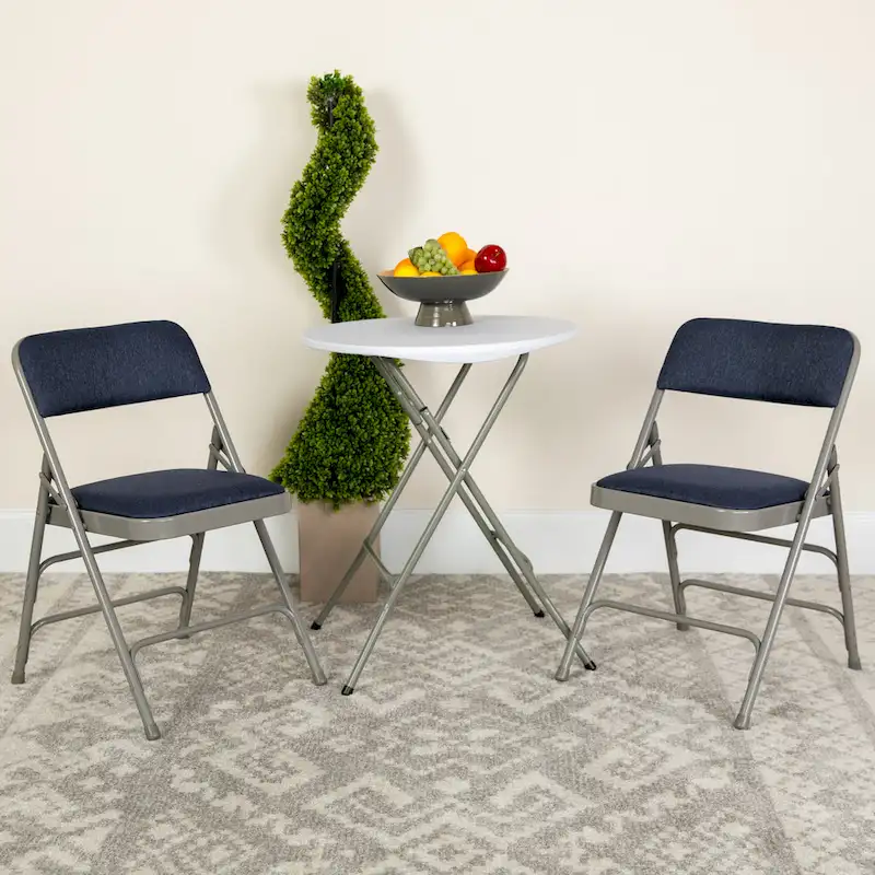 Set of 2 Metal Folding Chairs with Padded Seats