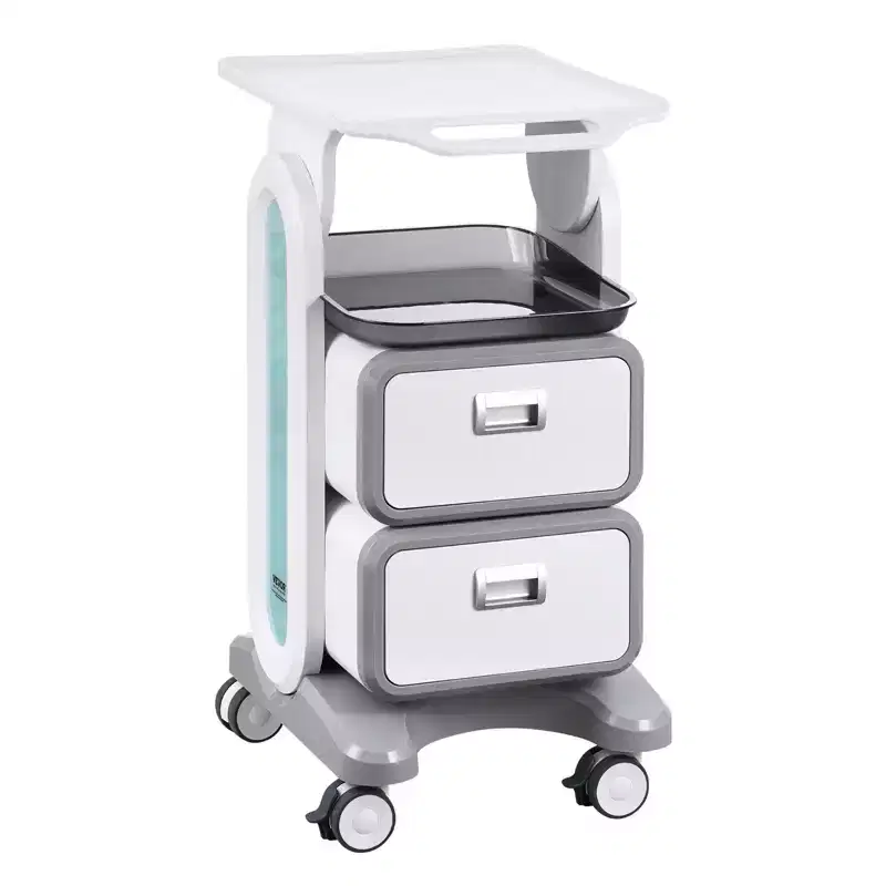 VEVOR 3 Tiers Lab Carts, Lab Utility Cart with 2 Drawers & 1 Top Tray, Mobile Medical Cart with ABS Material, Lab Rolling Cart