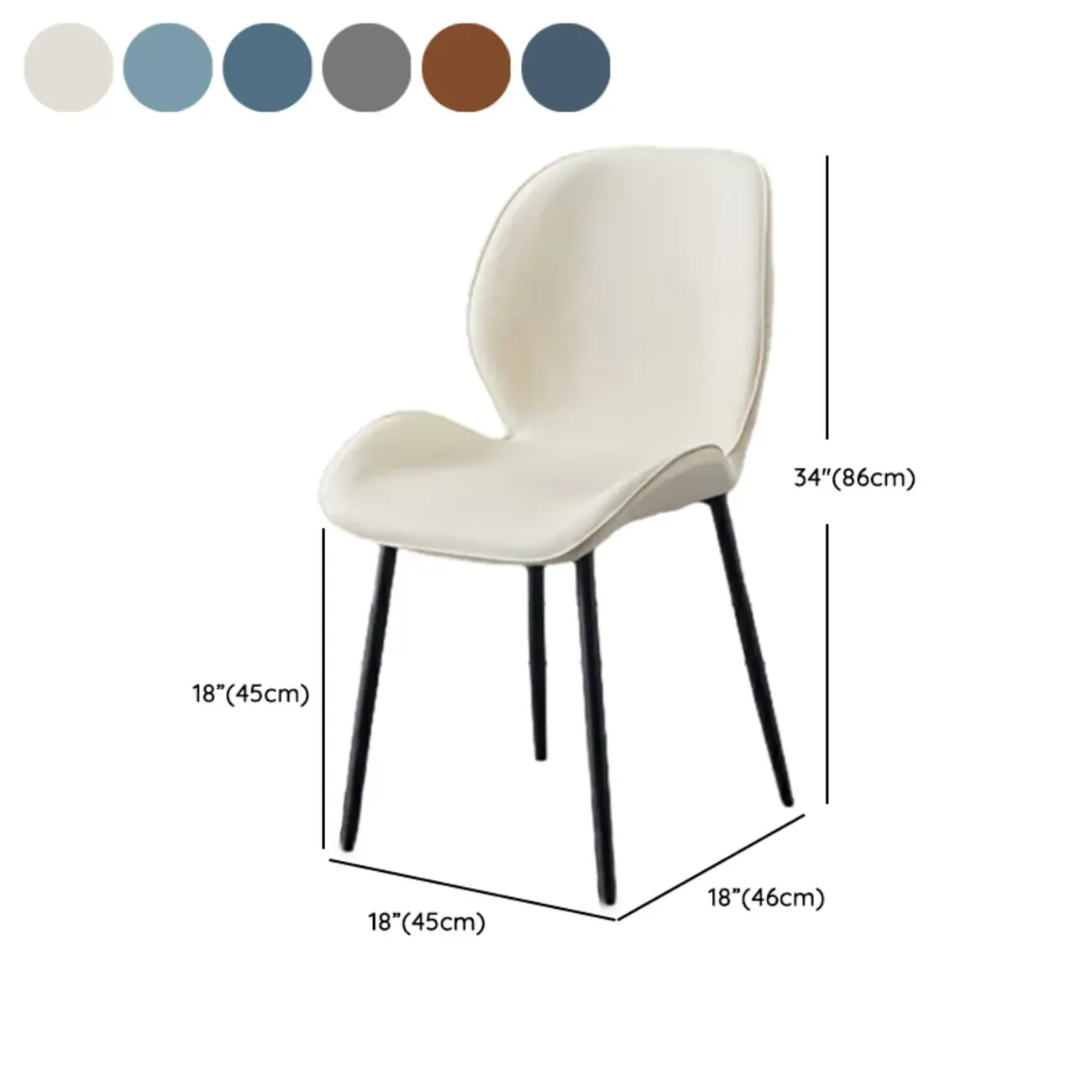 Modern Wingback Faux Leather Upholstered Metal Dining Chair